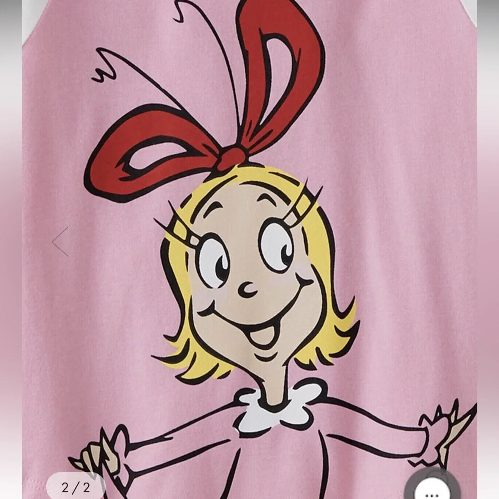 Dr. Seuss Cindy Lou Who Grinch Sueded Jersey Tee Pink